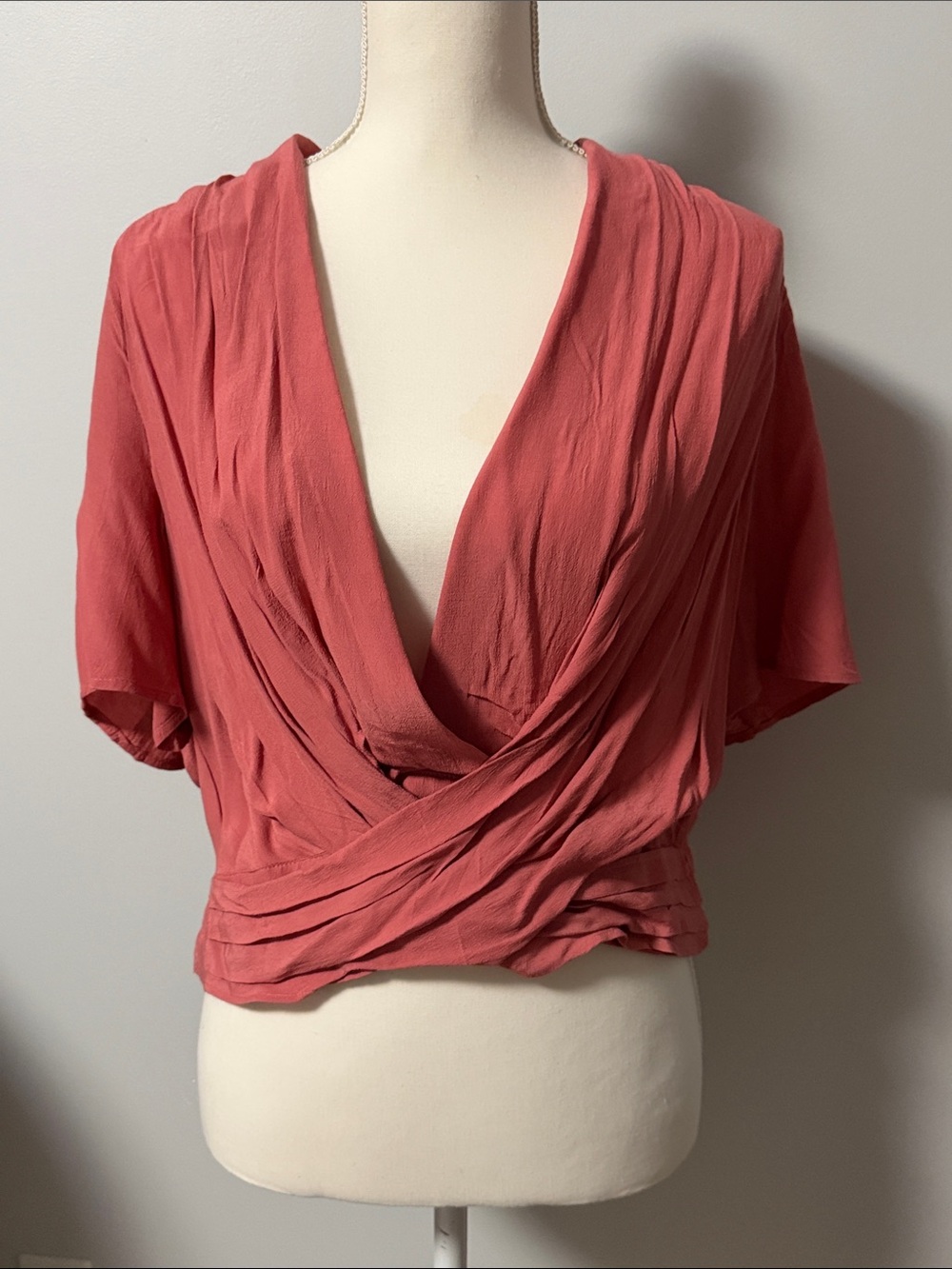 Express Coral Draped Surplice Top Size Large NWT